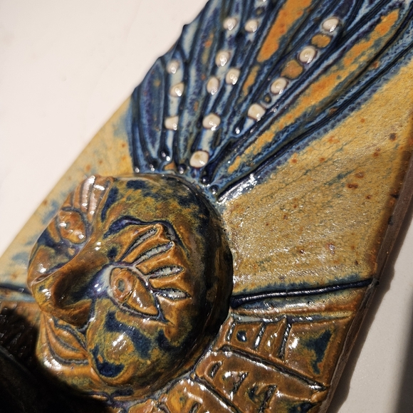 Pottery 11.5" x 5" votive candleholder, holy water font, etc. - Picture 5 of 11